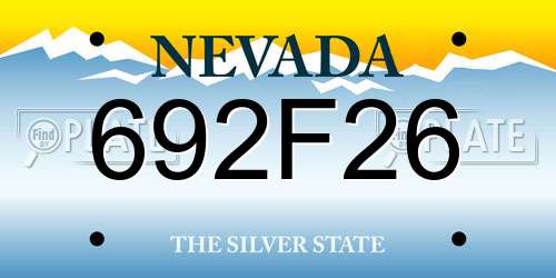 692F26 Nevada License Plate