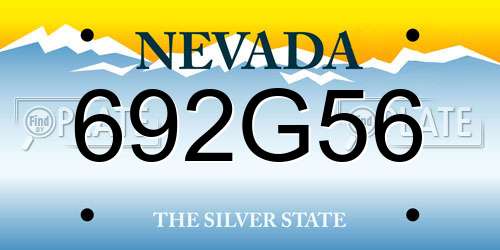 692G56 Nevada License Plate