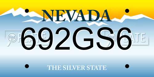 692GS6 Nevada License Plate