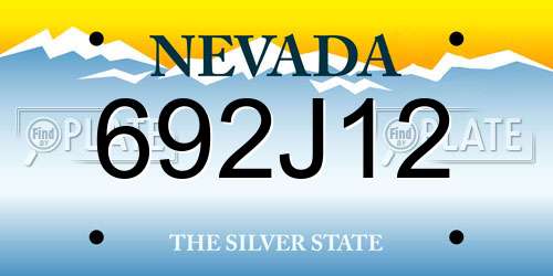 692J12 Nevada License Plate