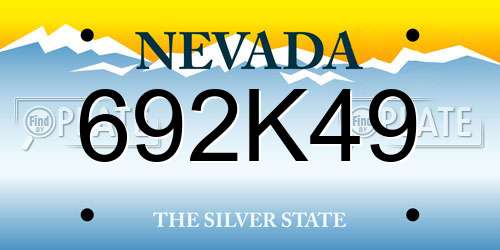 692K49 Nevada License Plate