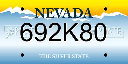 692K80 Nevada License Plate