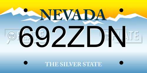 692ZDN Nevada License Plate
