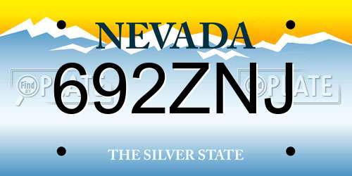 692ZNJ Nevada License Plate