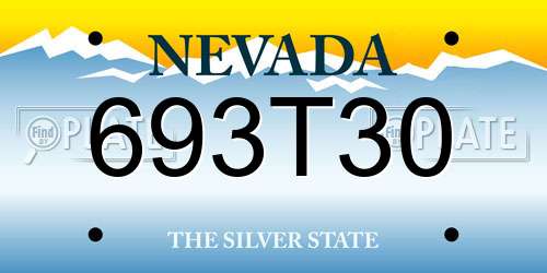 693T30 Nevada License Plate