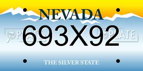 693X92 Nevada License Plate