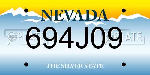 694J09 Nevada License Plate