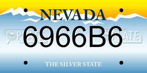 6966B6 Nevada License Plate