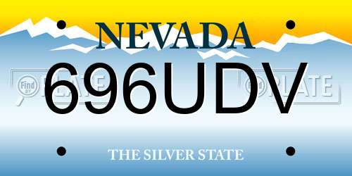 696UDV Nevada License Plate