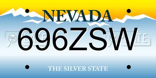 696ZSW Nevada License Plate