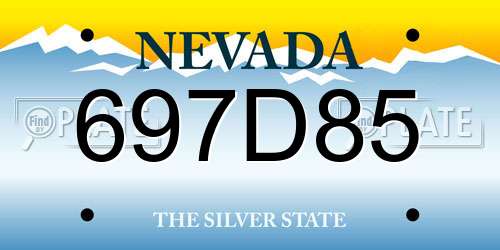 697D85 Nevada License Plate