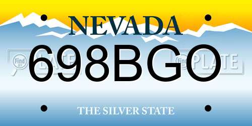 698BGO Nevada License Plate