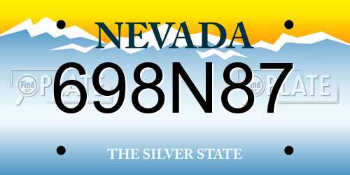 698N87 Nevada License Plate