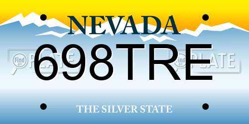698TRE Nevada License Plate