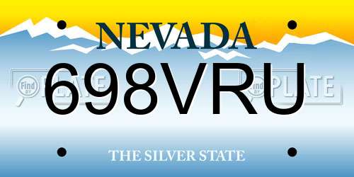 698VRU Nevada License Plate