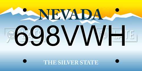 698VWH Nevada License Plate