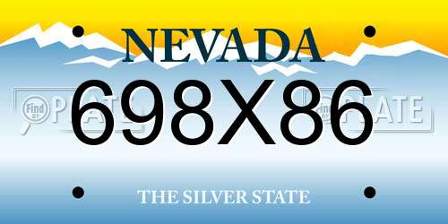 698X86 Nevada License Plate