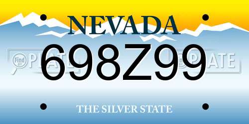 698Z99 Nevada License Plate