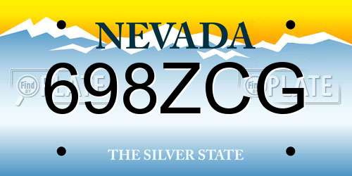 698ZCG Nevada License Plate