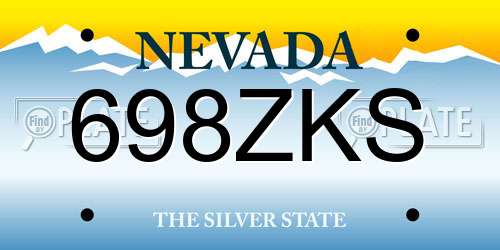 698ZKS Nevada License Plate