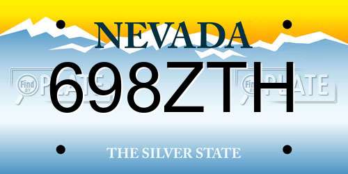 698ZTH Nevada License Plate