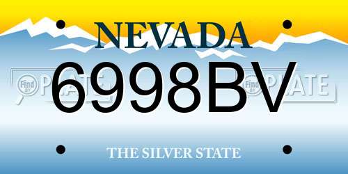 6998BV Nevada License Plate