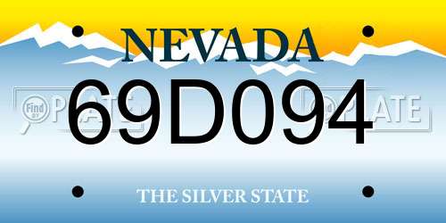 69D094 Nevada License Plate