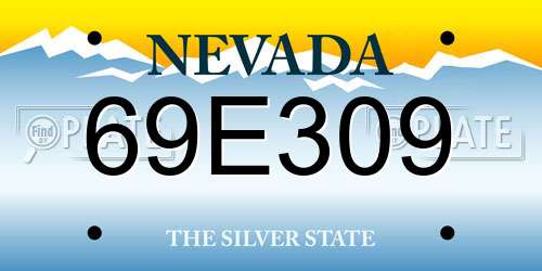 69E309 Nevada License Plate