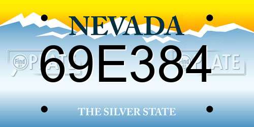 69E384 Nevada License Plate