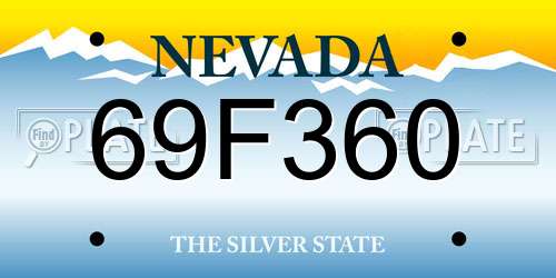 69F360 Nevada License Plate