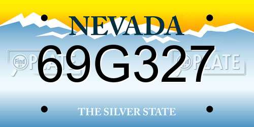 69G327 Nevada License Plate