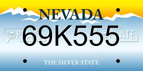 69K555 Nevada License Plate