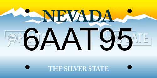 6AAT95 Nevada License Plate