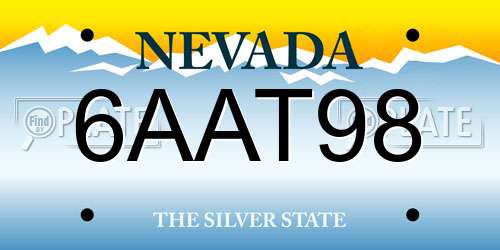 6AAT98 Nevada License Plate