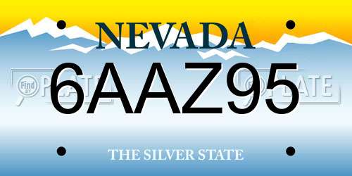 6AAZ95 Nevada License Plate