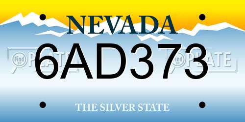 6AD373 Nevada License Plate