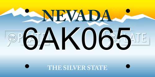 6AK065 Nevada License Plate