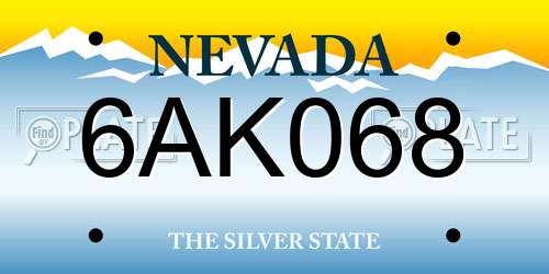 6AK068 Nevada License Plate