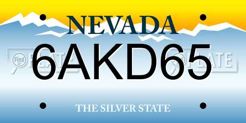 6AKD65 Nevada License Plate