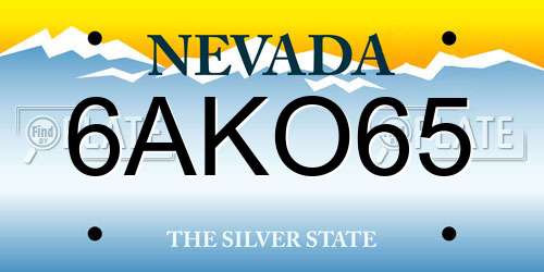 6AKO65 Nevada License Plate