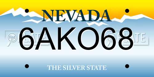 6AKO68 Nevada License Plate