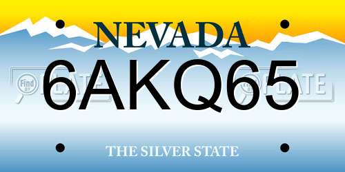 6AKQ65 Nevada License Plate