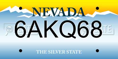 6AKQ68 Nevada License Plate