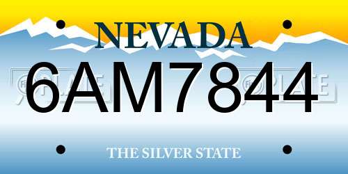 6AM7844 Nevada License Plate