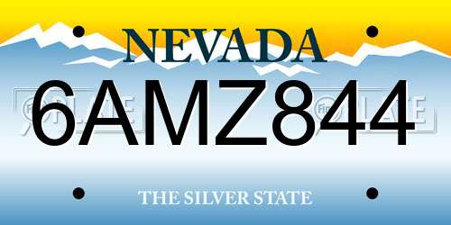 6AMZ844 Nevada License Plate