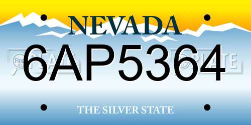 6AP5364 Nevada License Plate