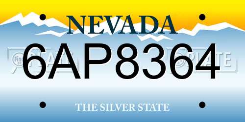 6AP8364 Nevada License Plate