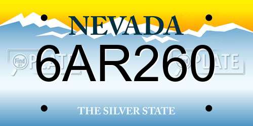 6AR260 Nevada License Plate