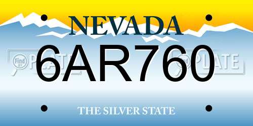 6AR760 Nevada License Plate