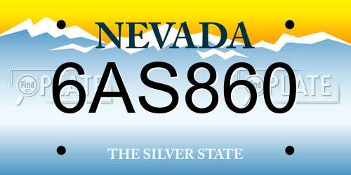 6AS860 Nevada License Plate